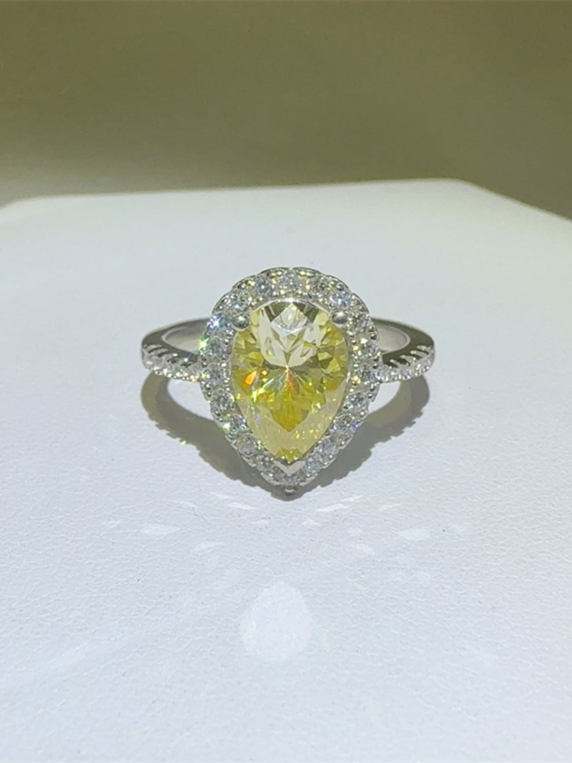 2 Carat Moissanite 925 Sterling Silver Teardrop Shape Ring - Candle Divas