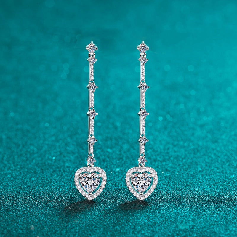 2 Carat Moissanite Zircon 925 Sterling Silver Heart Earrings - Candle Divas