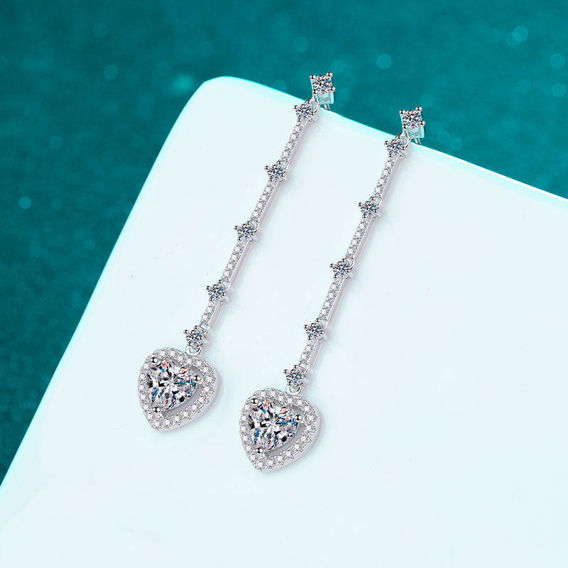 2 Carat Moissanite Zircon 925 Sterling Silver Heart Earrings - Candle Divas