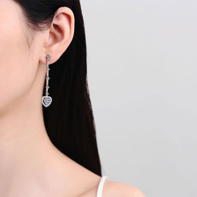 2 Carat Moissanite Zircon 925 Sterling Silver Heart Earrings - Candle Divas