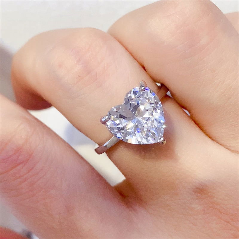 5 Carat 925 Sterling Silver Moissanite Heart Shape Ring - Candle Divas