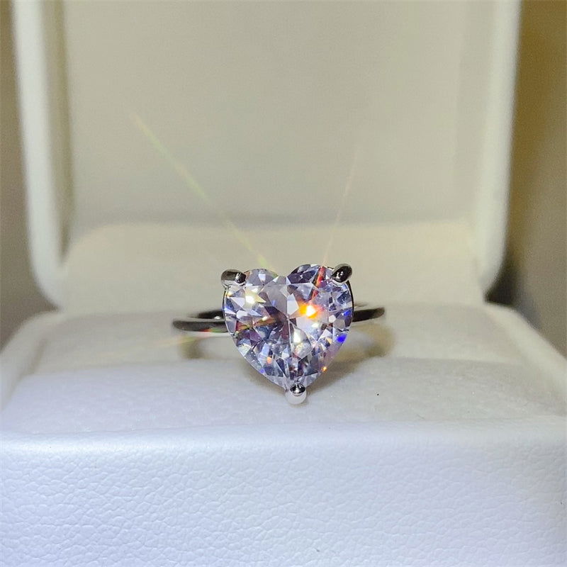 5 Carat 925 Sterling Silver Moissanite Heart Shape Ring - Candle Divas