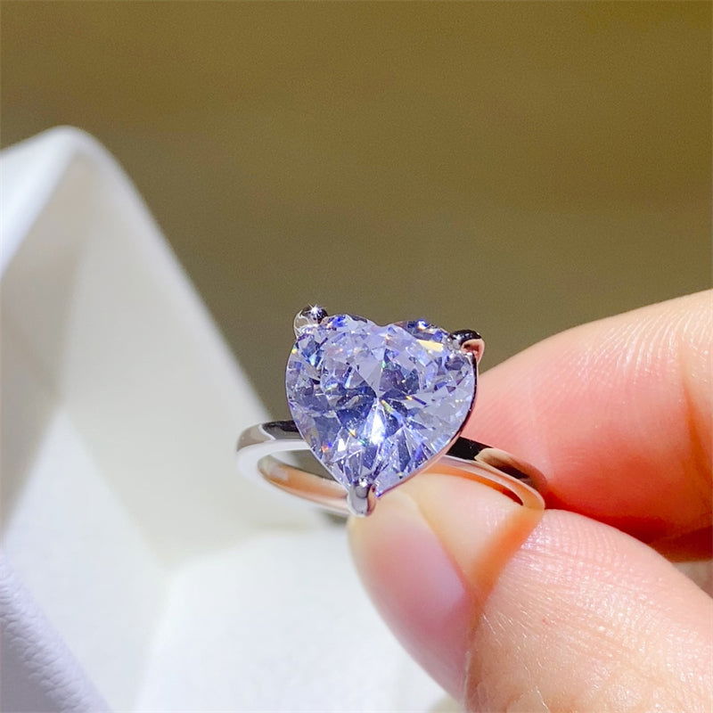5 Carat 925 Sterling Silver Moissanite Heart Shape Ring - Candle Divas