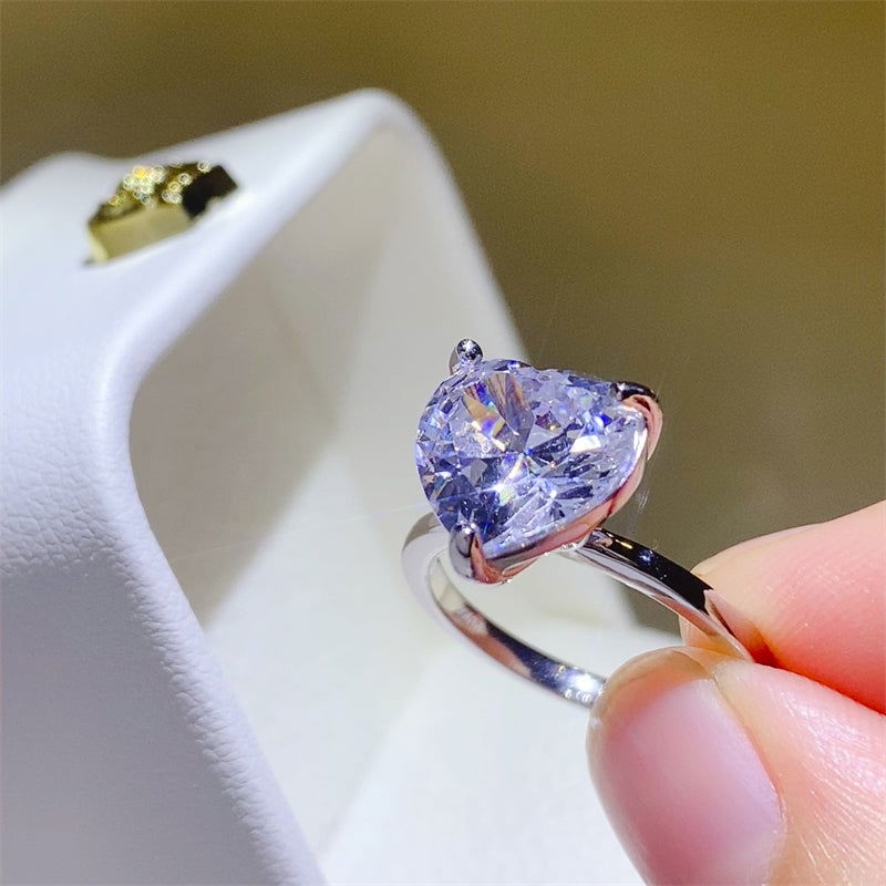 5 Carat 925 Sterling Silver Moissanite Heart Shape Ring - Candle Divas