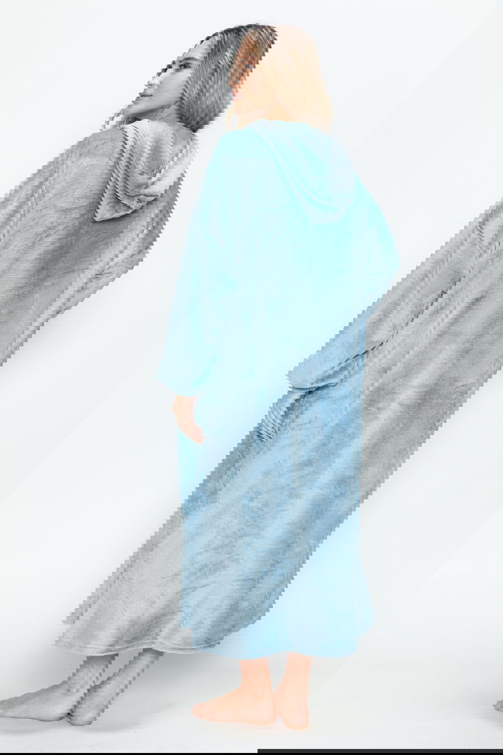 Double Take Full Size Pocketed Hooded Midi Lounge Dress - Candle Divas