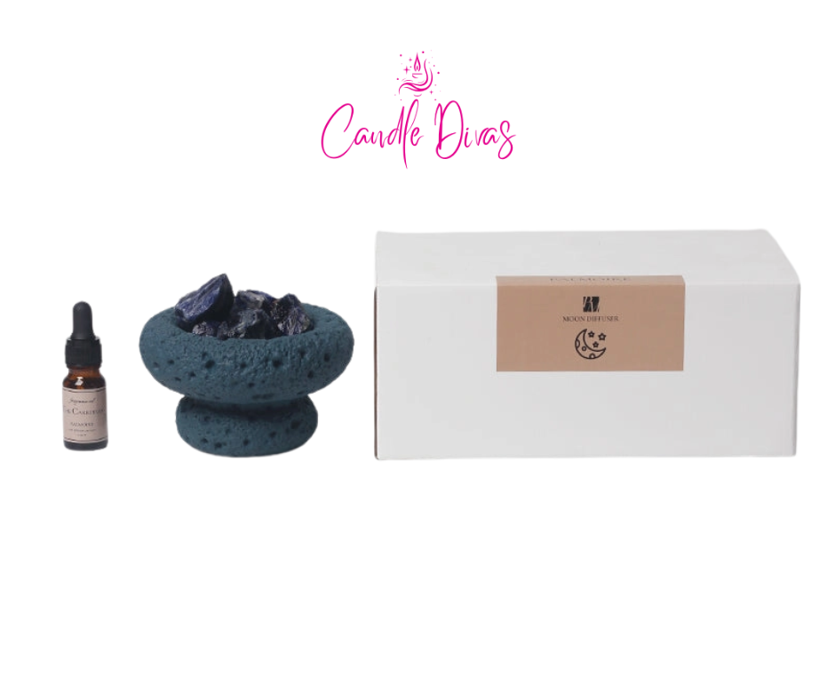Caribbean Aromatherapy Diffuser | Blue Moon Crystal Diffuser with Blue Sodalite