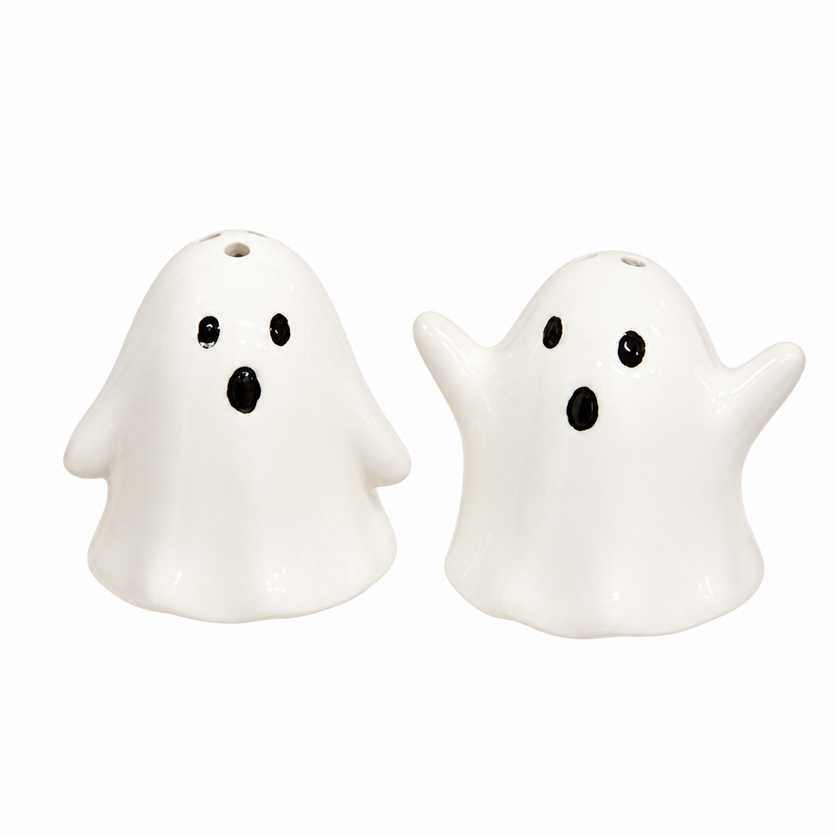 Ceramic Ghost Salt & Pepper Shakers, White Halloween Table Decor, Set of 2