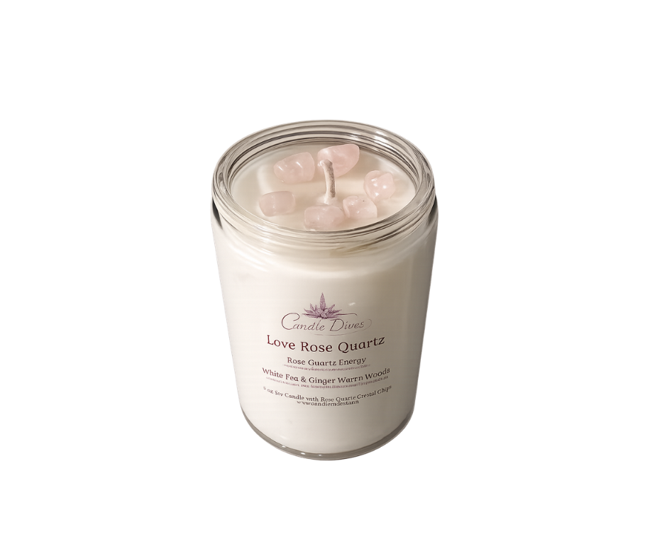 Love Rose Quartz Crystal Energy Candle Two Pack