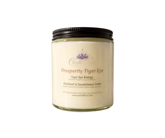 Prosperity Tiger Eye Crystal Energy Candle Two Pack