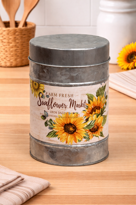 Farm Fresh Sunflower Market Metal Canister