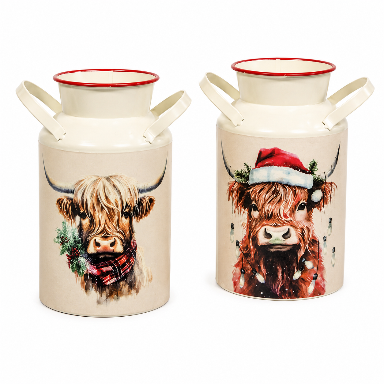 Holiday Highland Milk Can – 2 Assorted