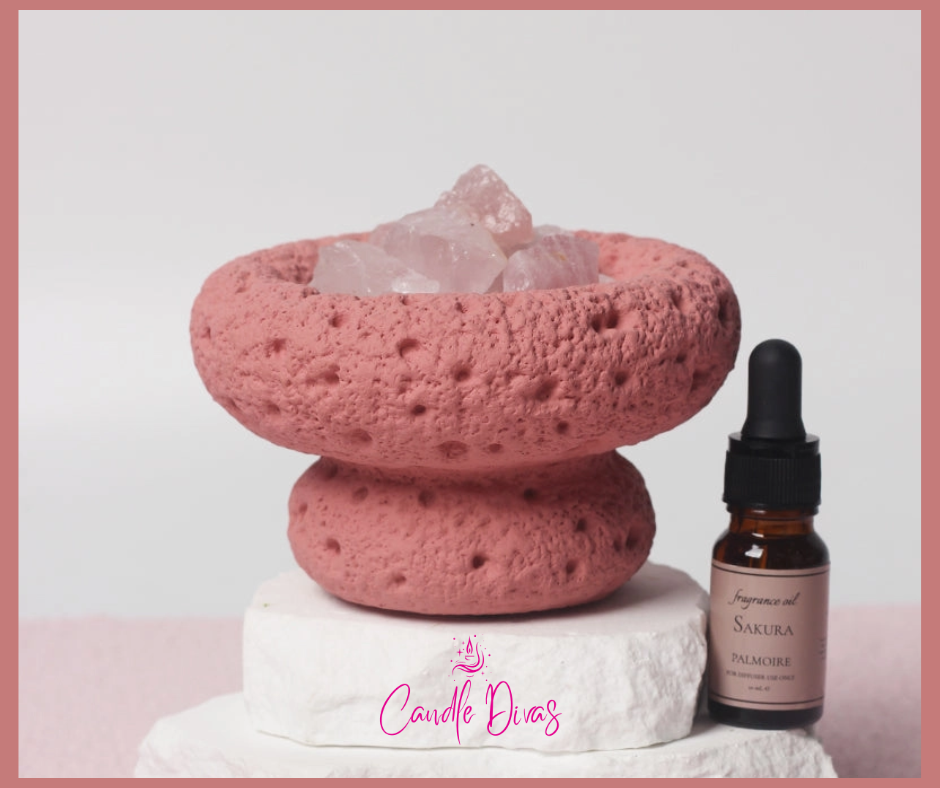 Pink Moon Aromatherapy Diffuser | Sakura Crystal Diffuser with Rose Quartz