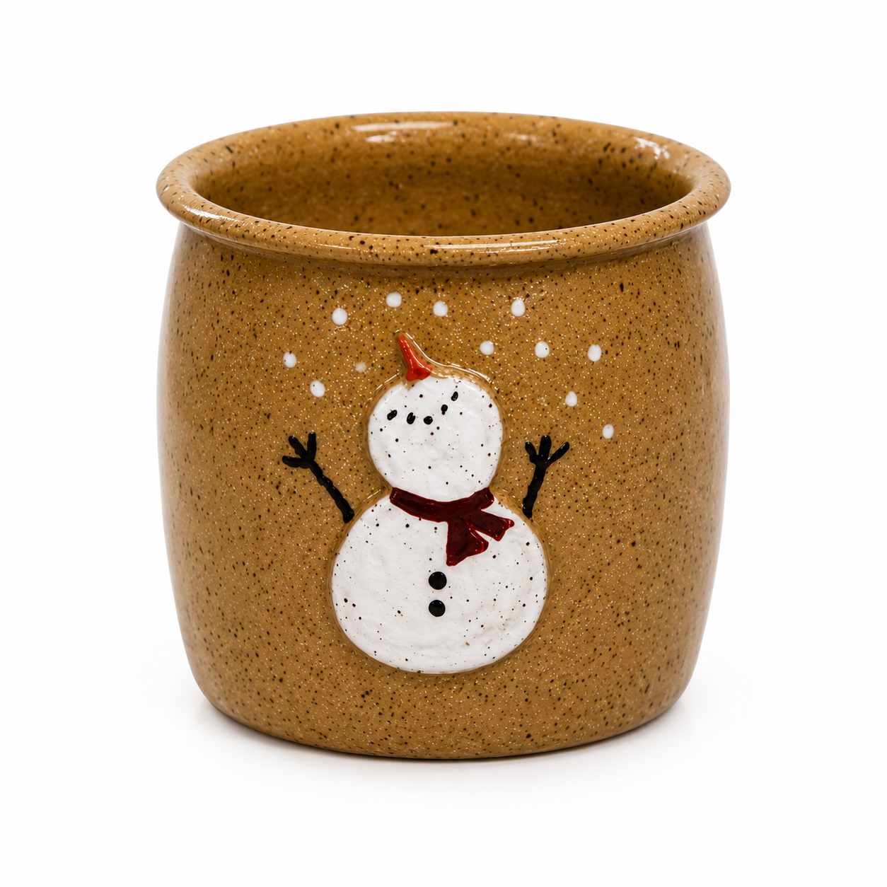 Snowman Glazed Mini Crock