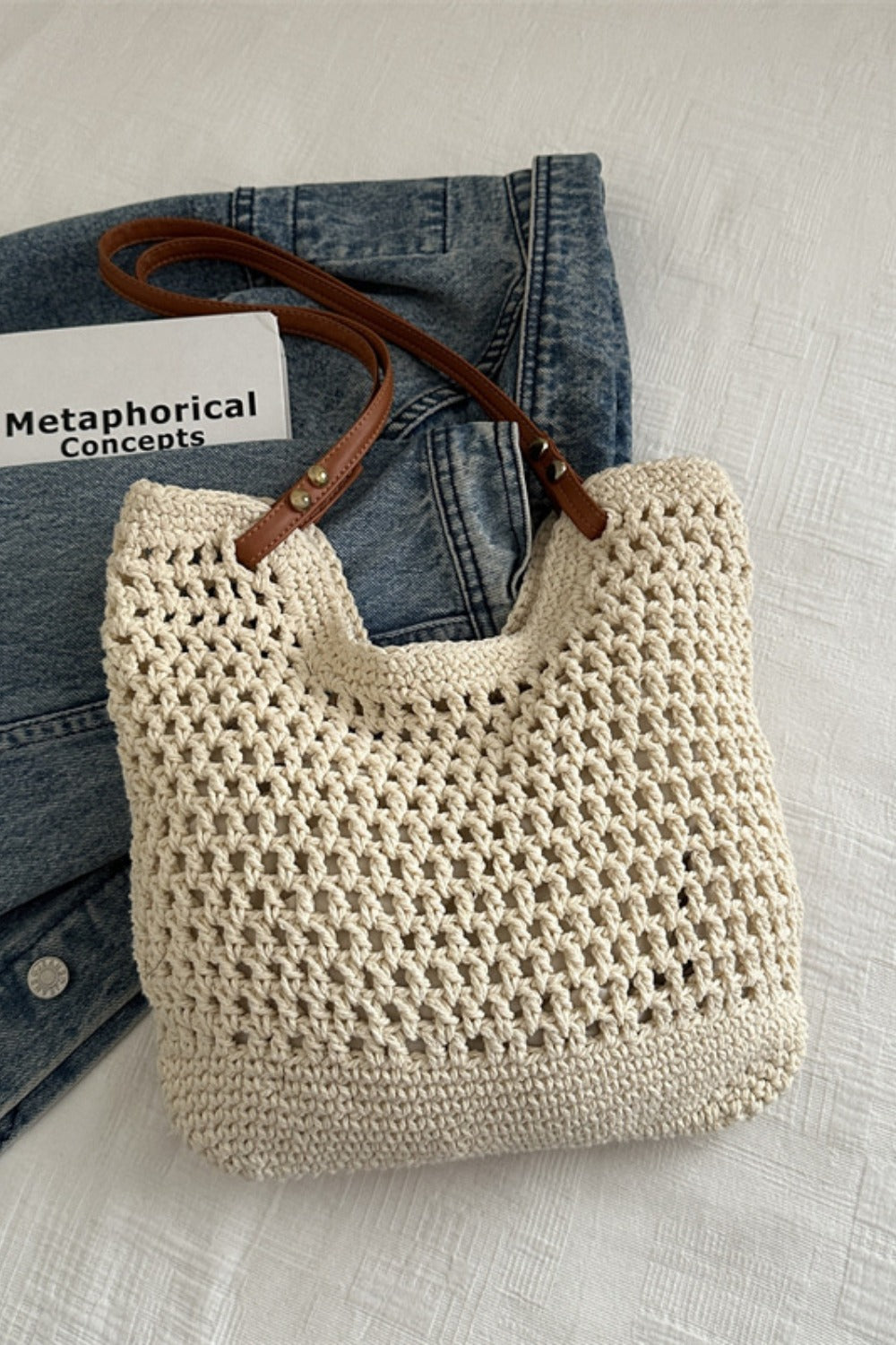 Openwork Woven Tote Bag