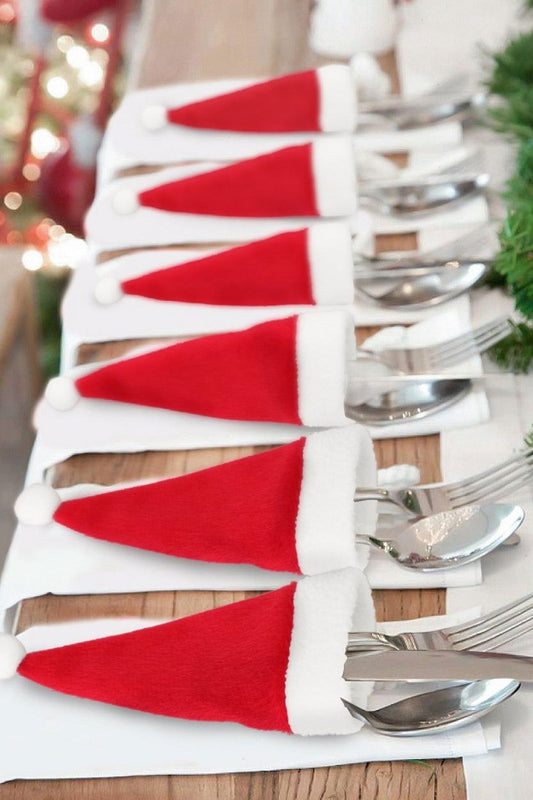 10-Pack Christmas Hat Shaped Cutlery Covers - Candle Divas