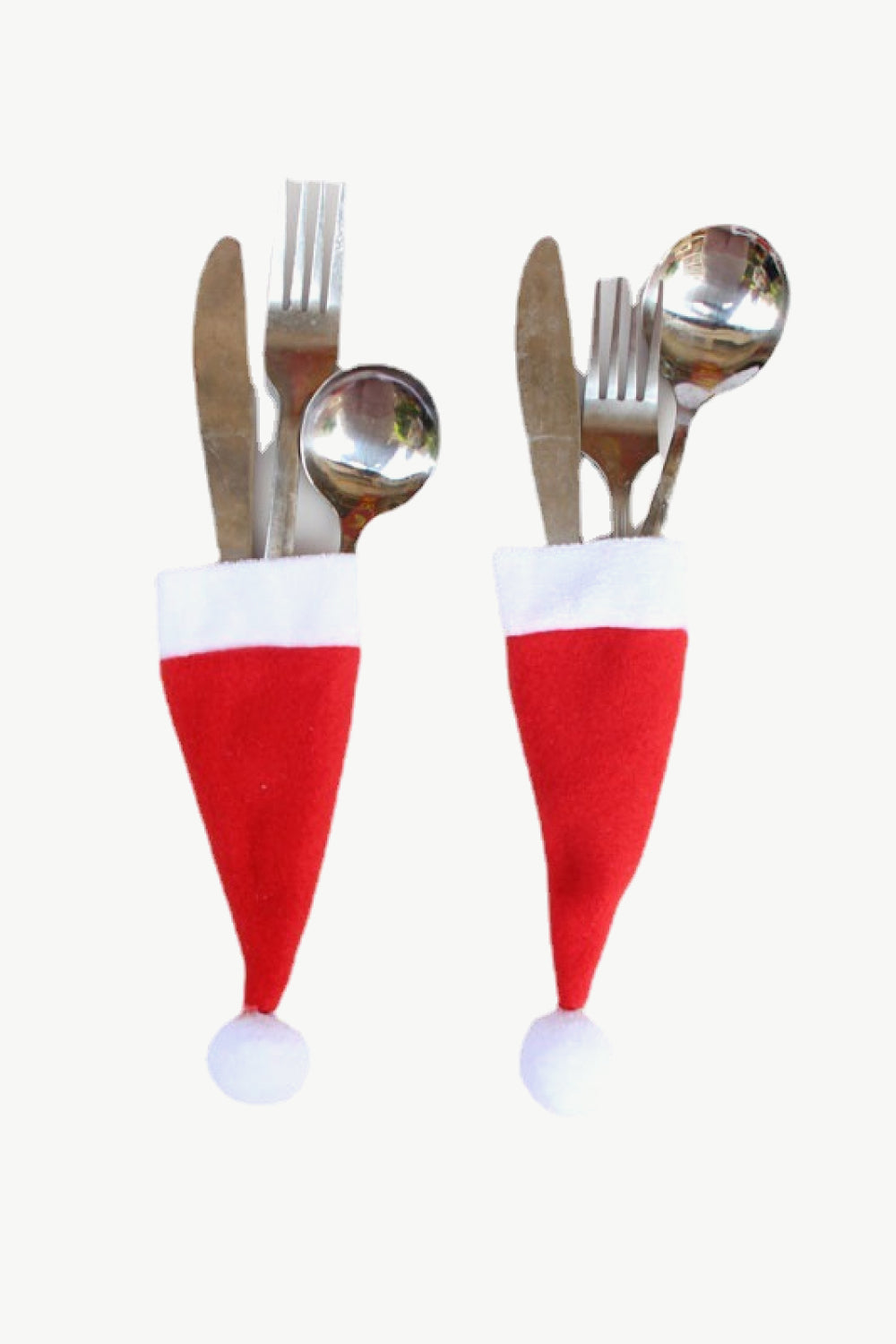 10-Pack Christmas Hat Shaped Cutlery Covers - Candle Divas