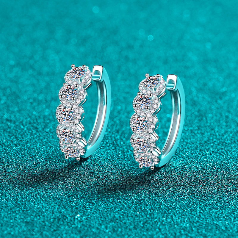 1 Carat Moissanite Zircon 925 Sterling Silver Huggie Earrings - Candle Divas