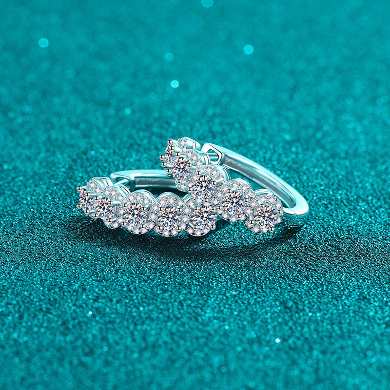 1 Carat Moissanite Zircon 925 Sterling Silver Huggie Earrings - Candle Divas