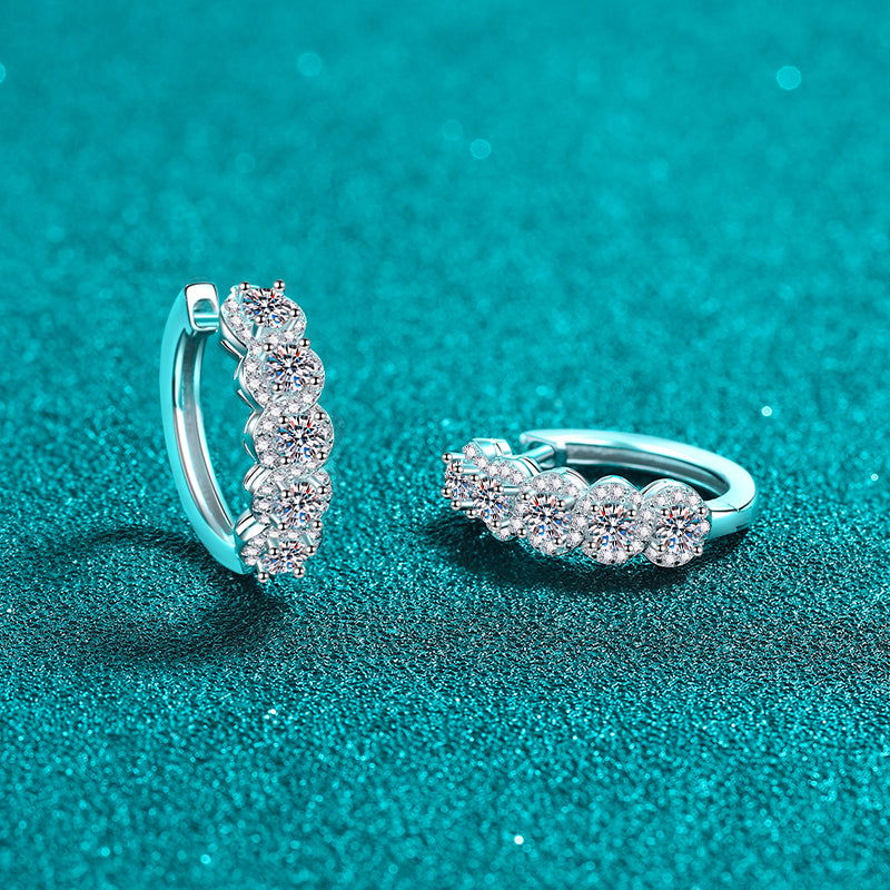 1 Carat Moissanite Zircon 925 Sterling Silver Huggie Earrings - Candle Divas
