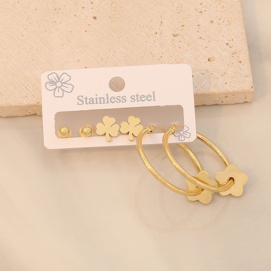 3 Piece Gold-Plated Stainless Steel Earrings - Candle Divas