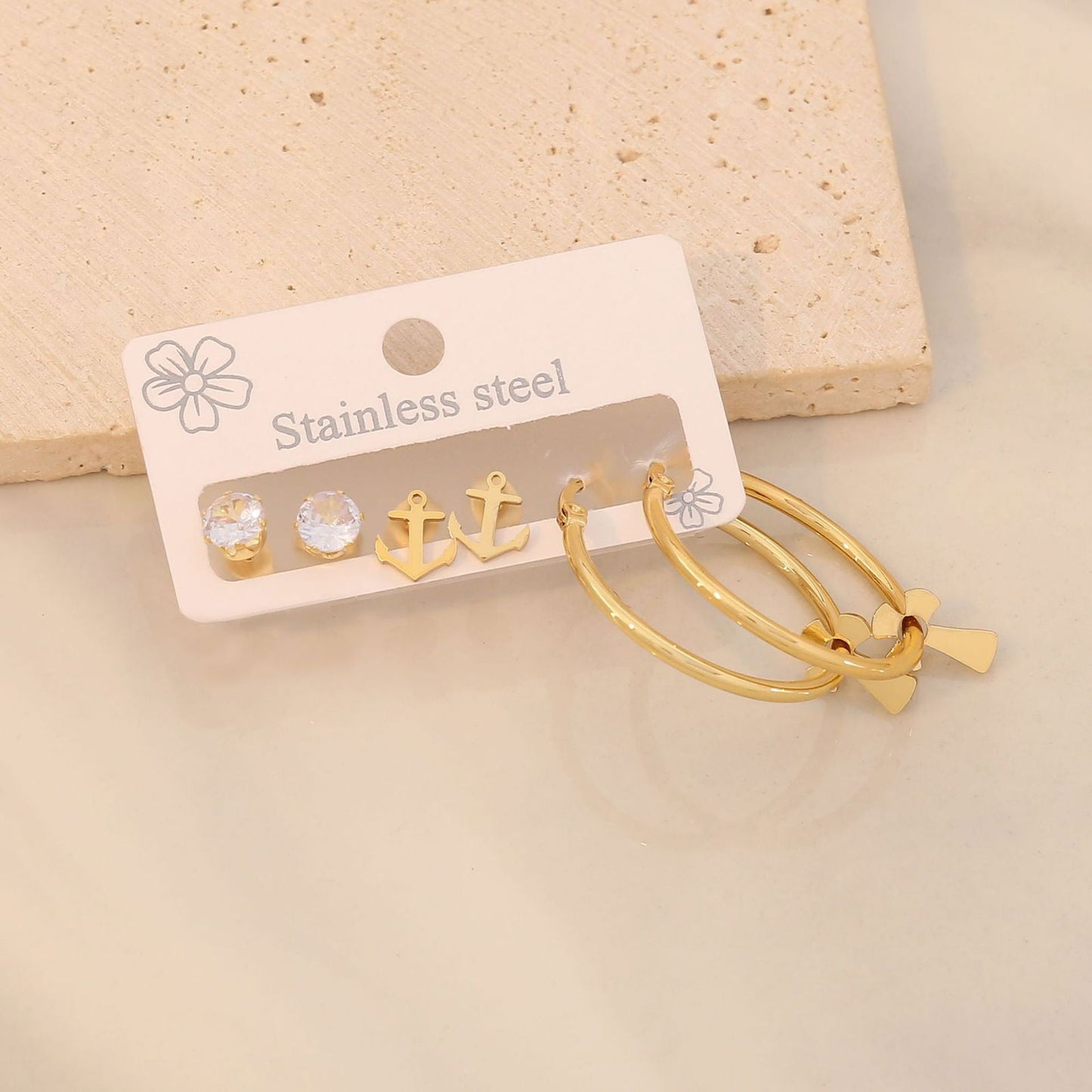 3 Piece Gold-Plated Stainless Steel Earrings - Candle Divas