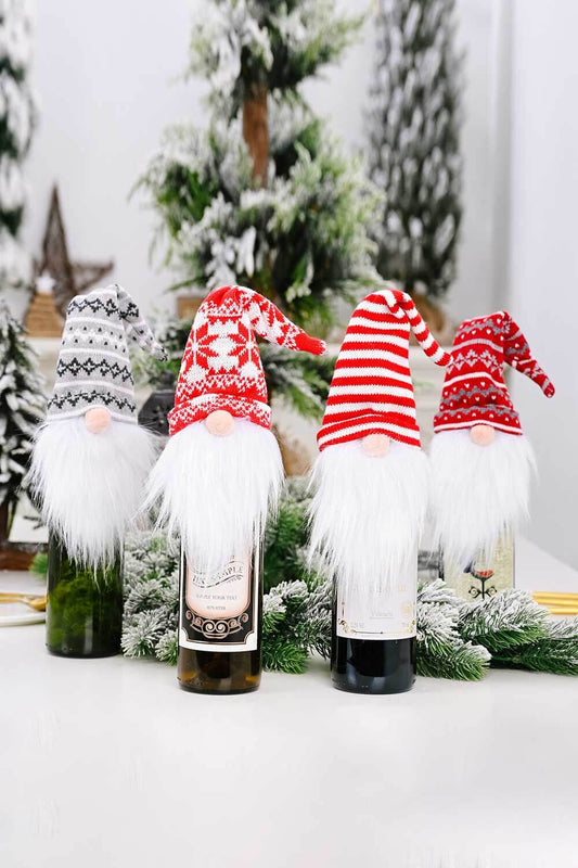 4-Pack Christmas Faceless Gnome Wine Bottle Covers - Candle Divas