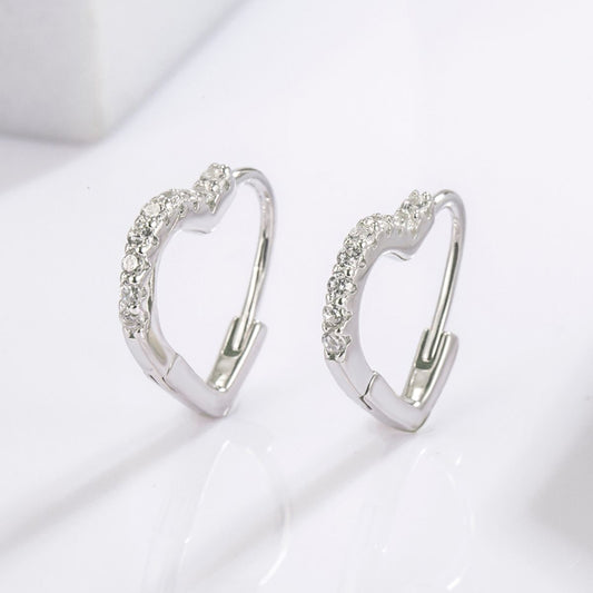 925 Serling Silver Zircon Heart Shape Earrings - Candle Divas