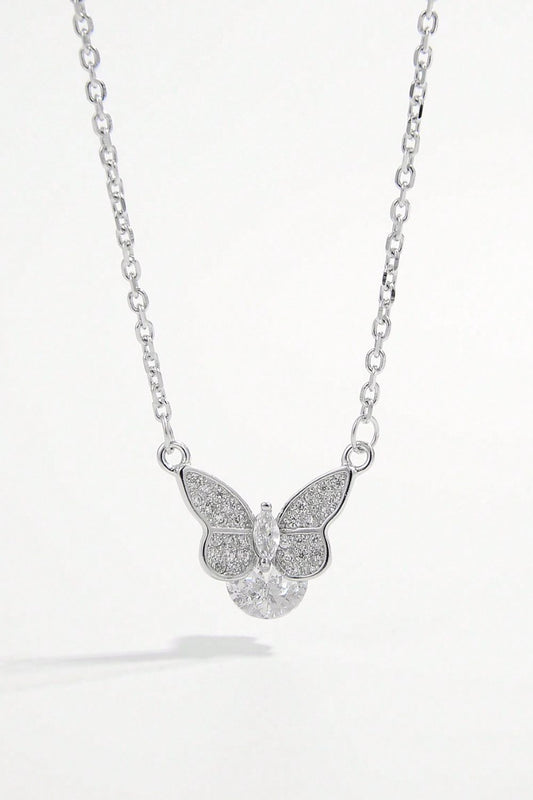 925 Sterling Silver Zircon Butterfly Necklace - Candle Divas