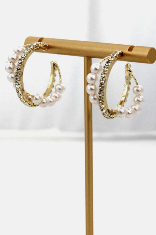 Alloy Pearl Hoop Earrings - Candle Divas