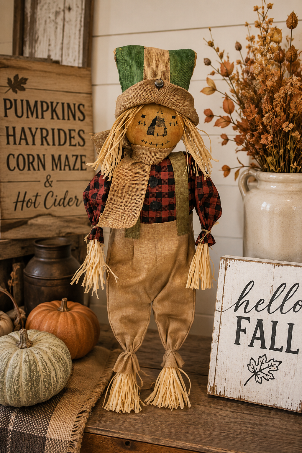 Primitive Scarecrow with Burlap Hat