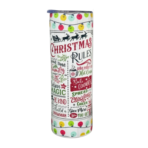 Christmas Rules 20 Oz Skinny Tumbler - Candle Divas