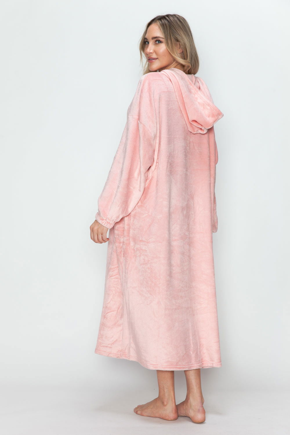 Double Take Full Size Pocketed Hooded Midi Lounge Dress - Candle Divas