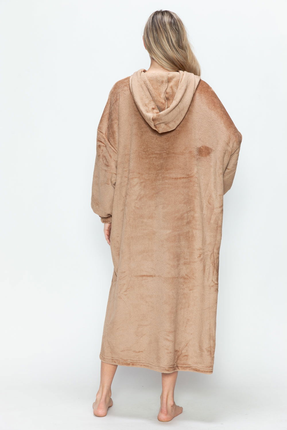 Double Take Full Size Pocketed Hooded Midi Lounge Dress - Candle Divas