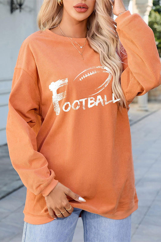 FOOTBALL Round Neck Long Sleeve Sweatshirt - Candle Divas