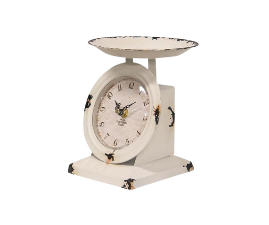 Farmhouse White Old Town Scale Clock - Candle Divas