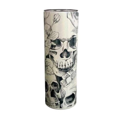 Floral Skulls 20 Oz Skinny Tumbler - Candle Divas