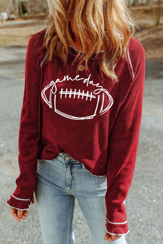 Football Round Neck Long Sleeve Sweatshirt - Candle Divas