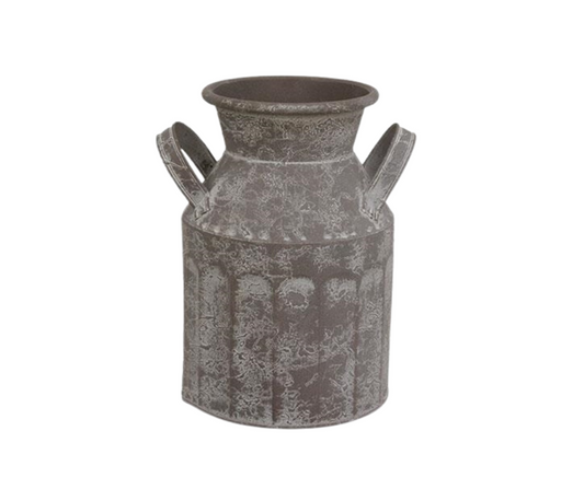 Gray Washed Metal Milk Can