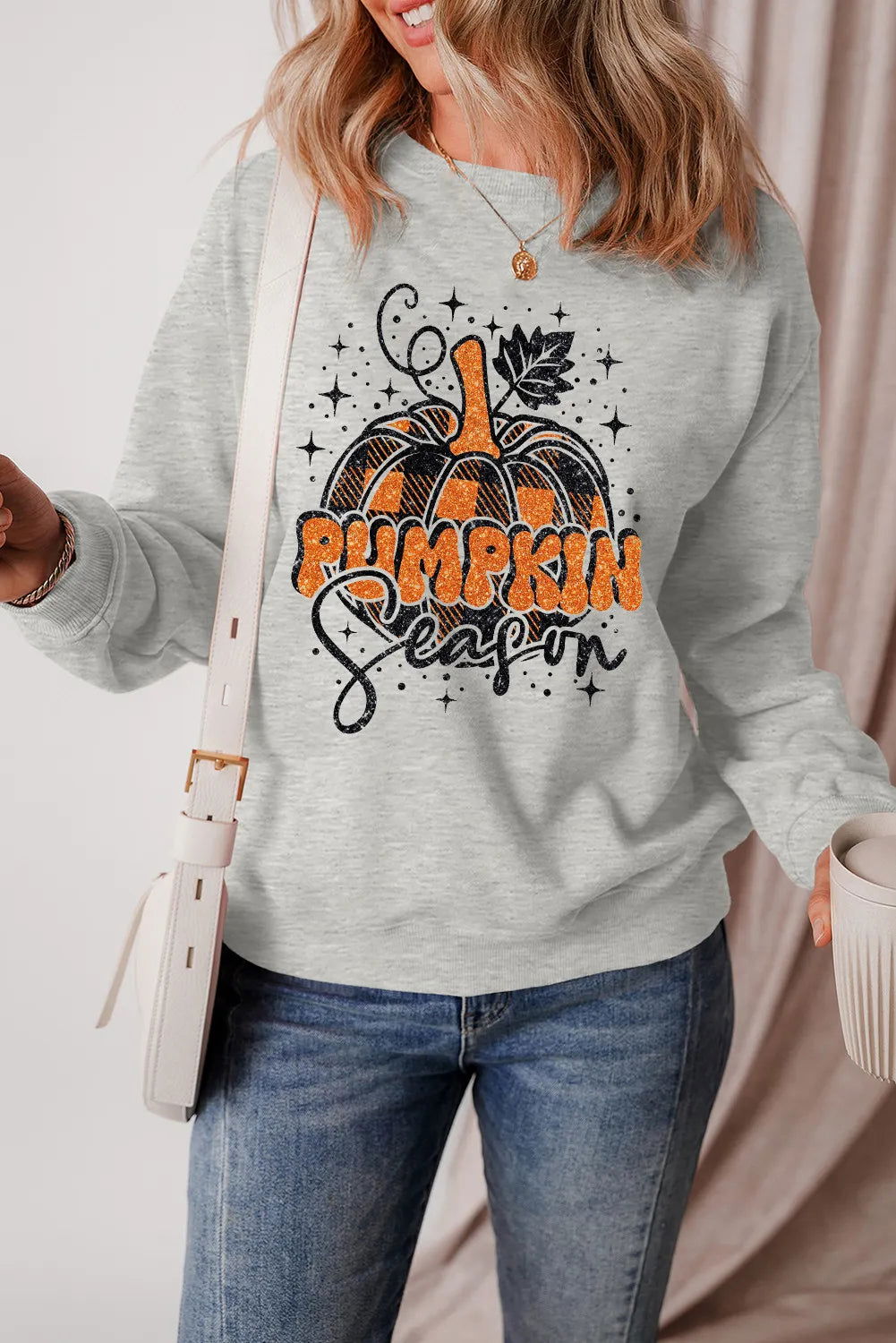 Graphic Round Neck Long Sleeve Sweatshirt - Candle Divas