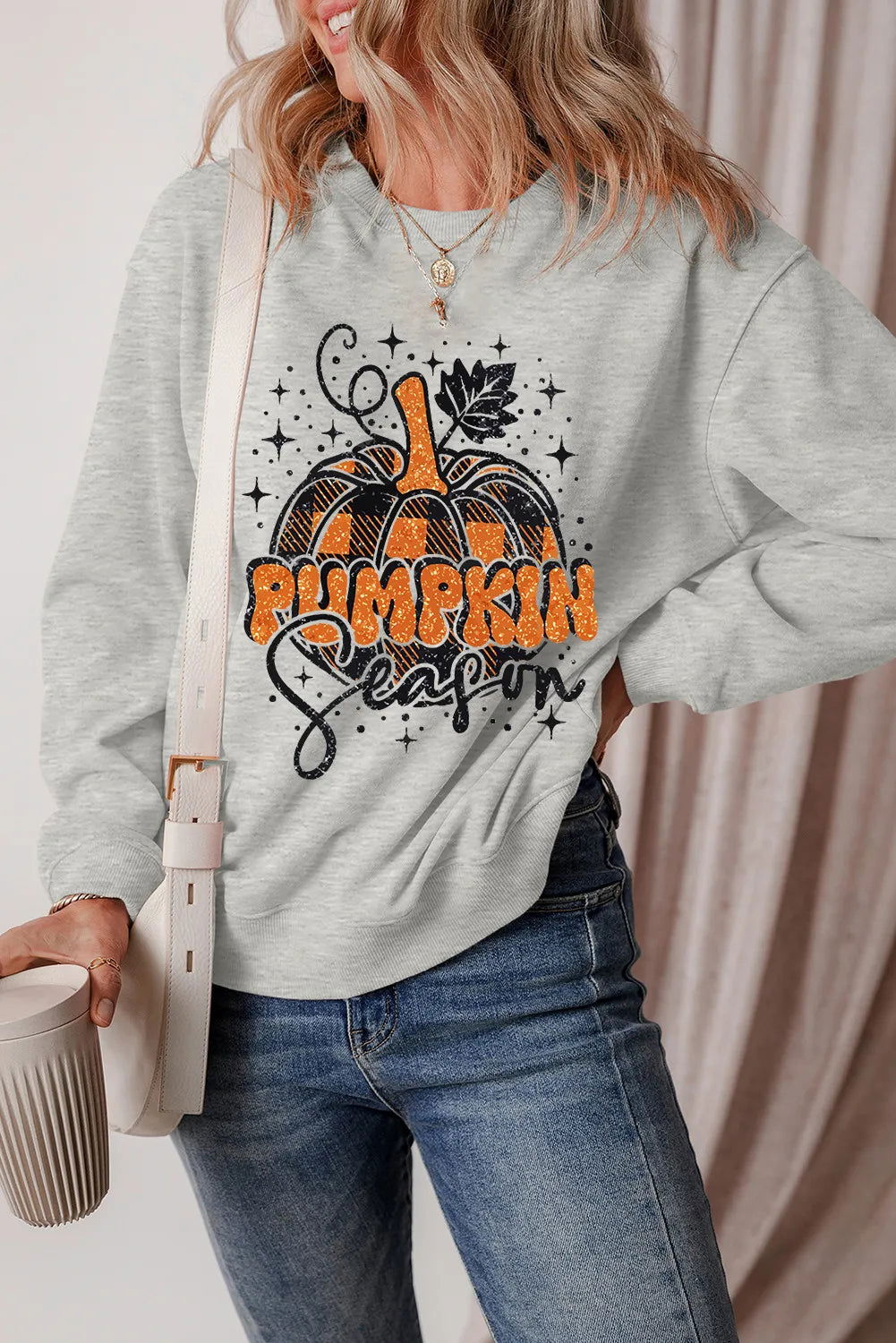 Graphic Round Neck Long Sleeve Sweatshirt - Candle Divas