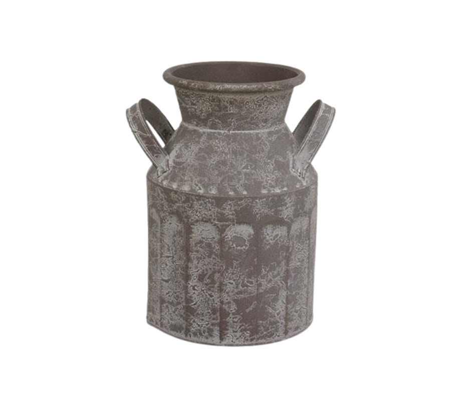 Gray Washed Metal Milk Can - Candle Divas