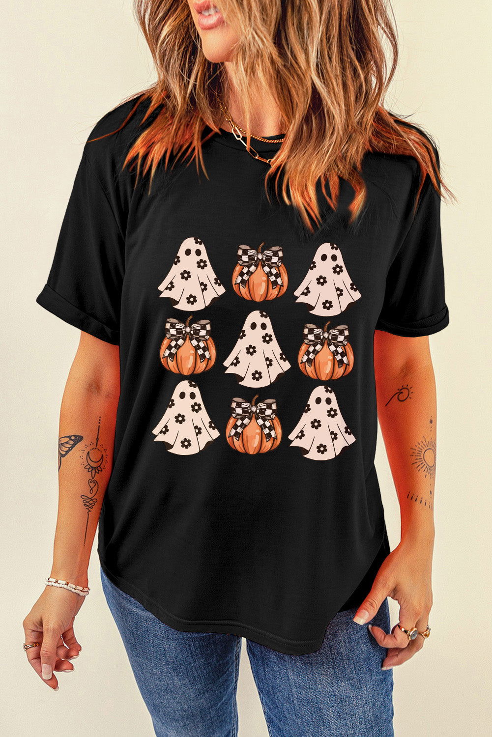 Halloween Graphic Round Neck Short Sleeve T-Shirt - Candle Divas