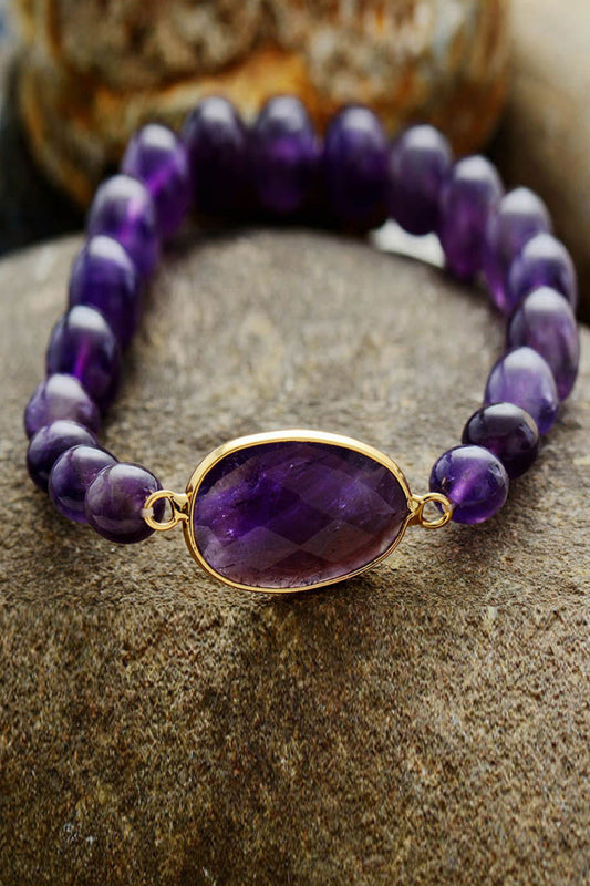 Handmade Amethyst Beaded Bracelet - Candle Divas