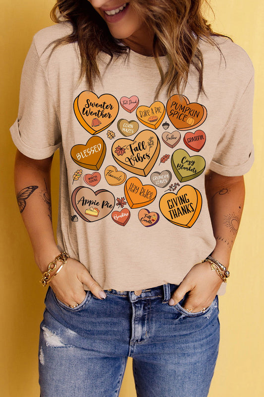 Heart Graphic Round Neck Short Sleeve T-Shirt - Candle Divas