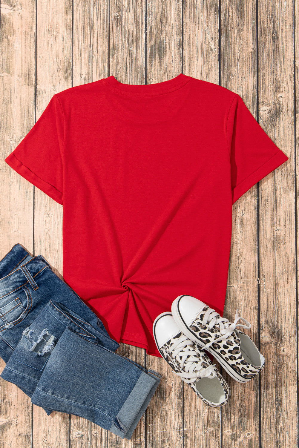 Heart Round Neck Short Sleeve T-Shirt - Candle Divas