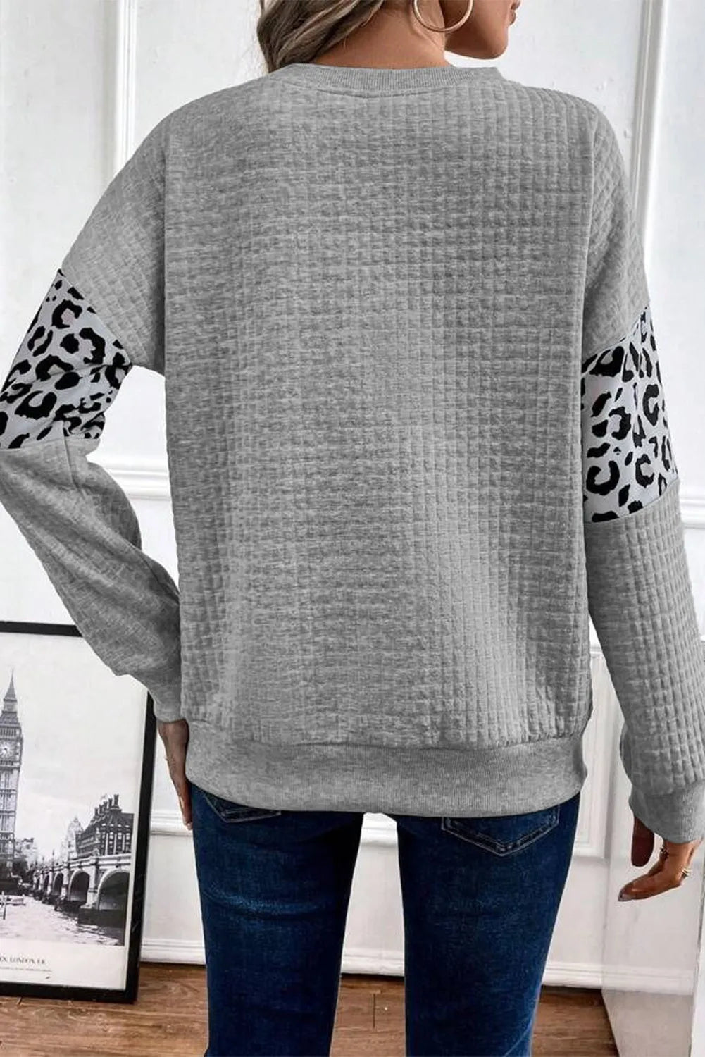 Leopard Round Neck Long Sleeve Sweatshirt - Candle Divas