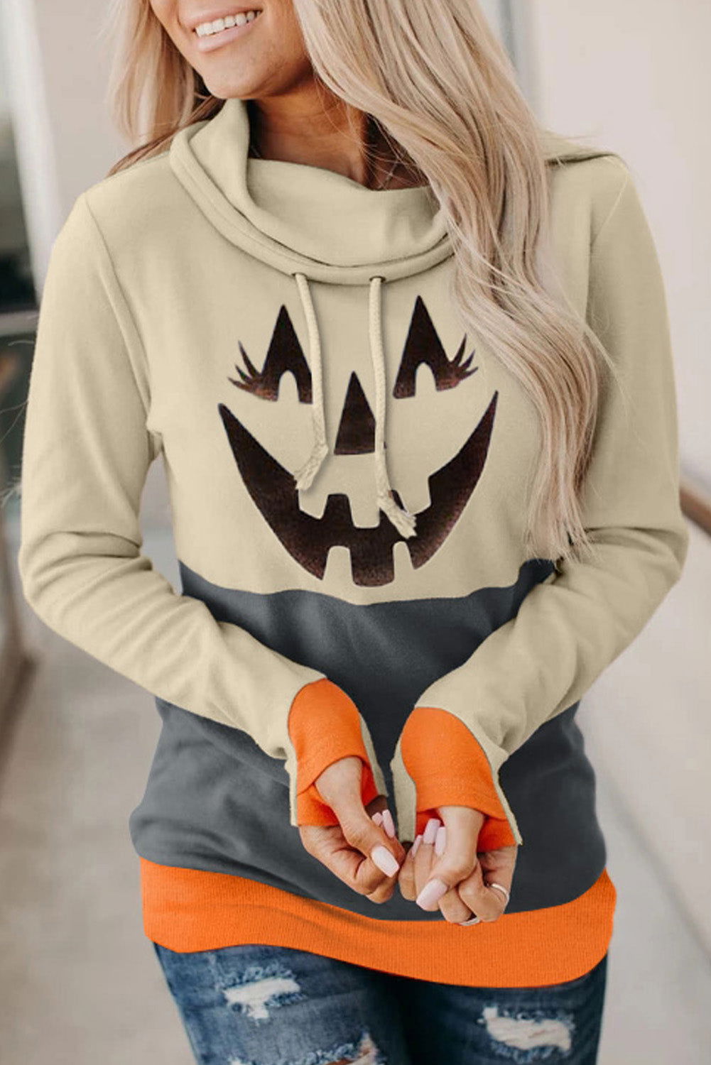 Long Sleeve Jack-O'-Lantern Graphic Sweatshirt - Candle Divas