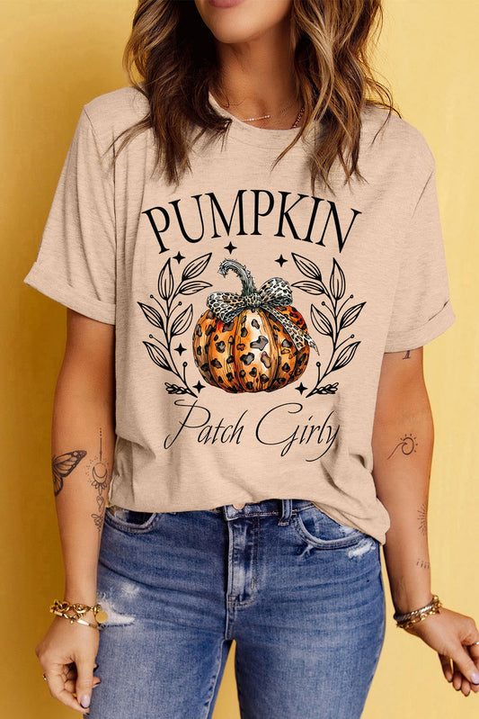 Pumpkin Graphic Round Neck Short Sleeve T-Shirt - Candle Divas