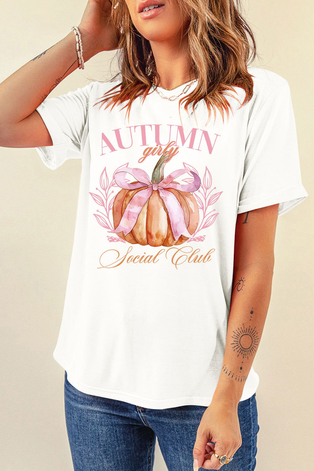 Pumpkin Graphic Round Neck Short Sleeve T-Shirt - Candle Divas