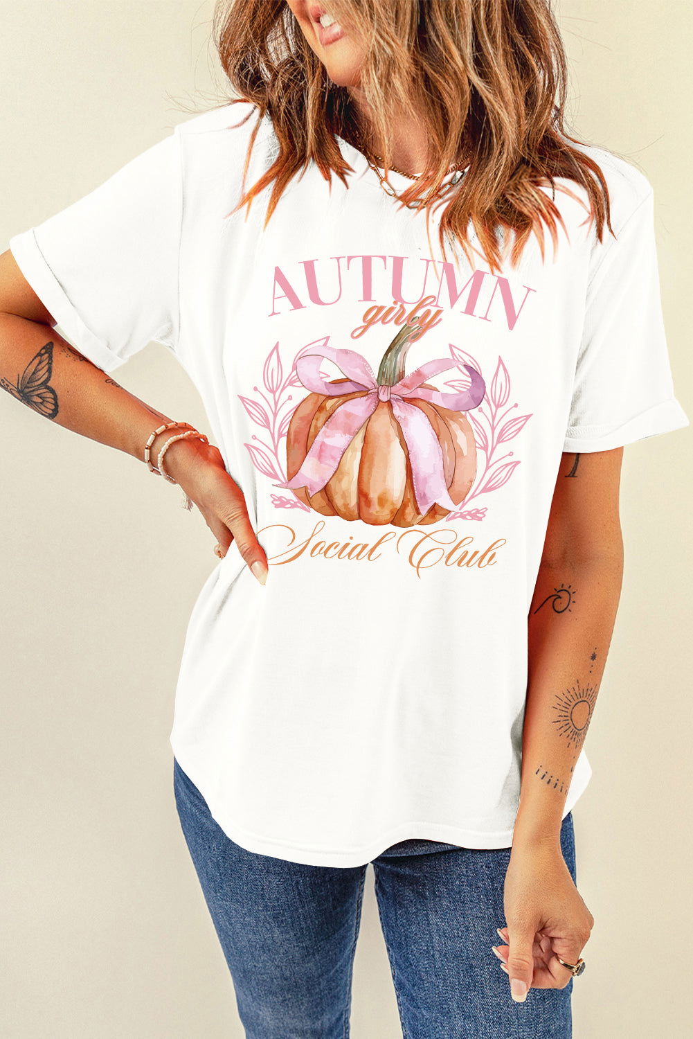 Pumpkin Graphic Round Neck Short Sleeve T-Shirt - Candle Divas